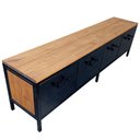 Ver imagem 6 de Rack de Ferro e Madeira Modelo Industrial C/ 4 Gavetas - Ferro em Preto e Madeira Maciça Castanheira