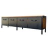 Rack de Ferro e Madeira Modelo Industrial C/ 4 Gavetas - Ferro em Preto e Madeira Maciça Castanheira - 1
