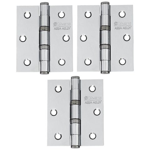 Dobradiça para Porta Silvana 4 com Rolamento Inox Cromada 3 Peças