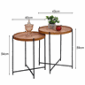 Conjunto Mesinha Apoio Lateral Canto Sofá Sala Estar Mesa Redonda Pequena Rustico Recepção Madecor M - 6