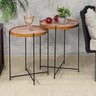 Conjunto Mesinha Apoio Lateral Canto Sofá Sala Estar Mesa Redonda Pequena Rustico Recepção Madecor M - 2