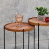 Conjunto Mesinha Apoio Lateral Canto Sofá Sala Estar Mesa Redonda Pequena Rustico Recepção Madecor M - 3