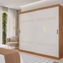 Ver imagem 1 de Guarda-Roupa Casal 2 Portas de Correr 243cm 100% MDF Marsala Espresso Móveis Bege/Cinamomo/Off White