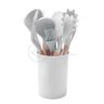Kit 12 Peças Conjunto de Cozinha Utensílios de Silícone com Espatulas Pincel Batedor Manual - Branco - 2