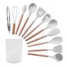 Kit 12 Peças Conjunto de Cozinha Utensílios de Silícone com Espatulas Pincel Batedor Manual - Branco - 1