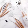 Kit 12 Peças Conjunto de Cozinha Utensílios de Silícone com Espatulas Pincel Batedor Manual - Branco - 3