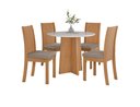 Ver imagem 1 de Conjunto Sala de Jantar Mesa Celebrare Tampo Vidro Redondo 100 Tampo Vidro Off White com 4 Cadeiras