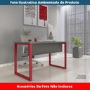 Ver imagem 2 de Mesa Escritório P25 Tub Pandin 120 Cm (larg) Tampo Mdp Grafito Pé Aço Tubular Vermelho