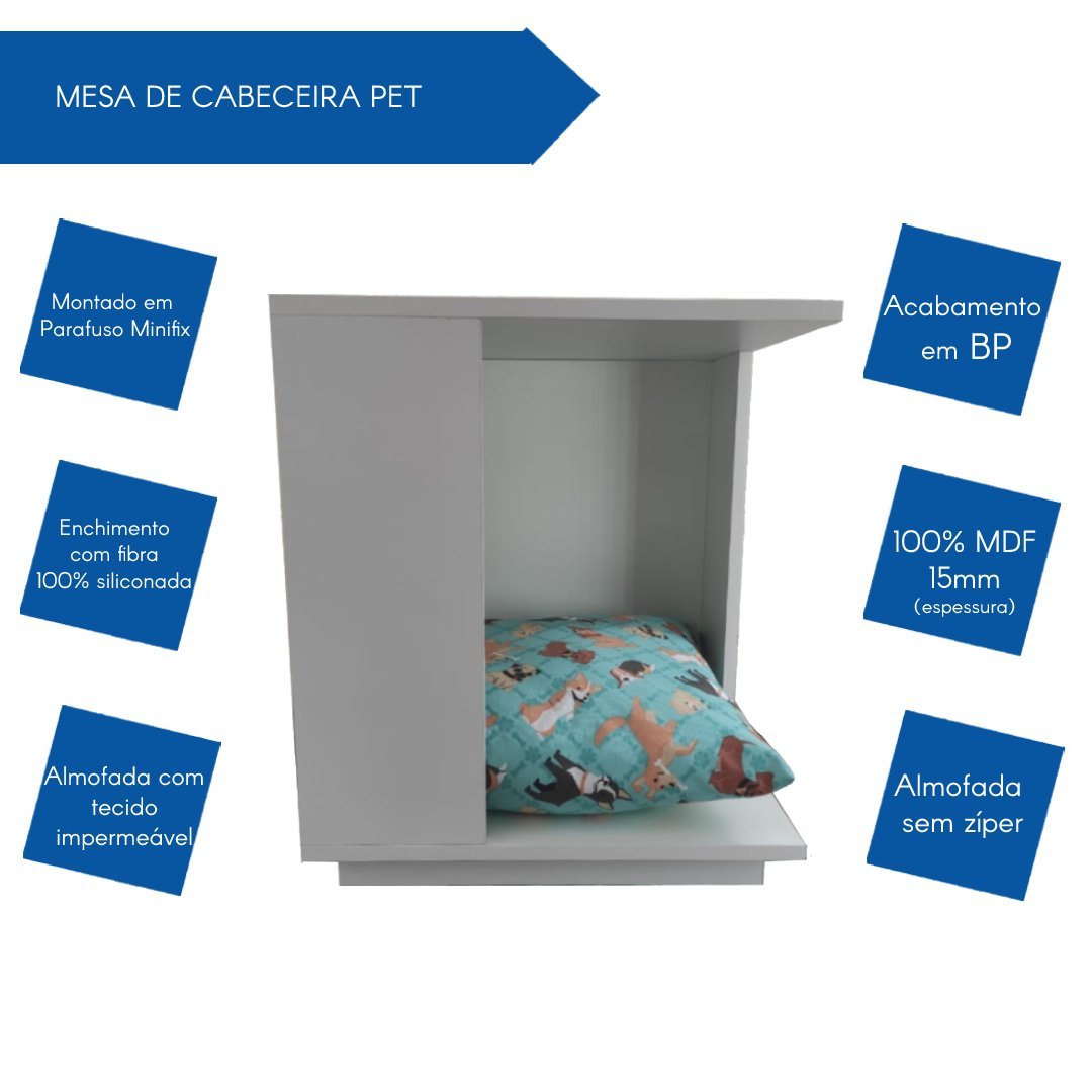 Mesa De Cabeceira Casinha Pet Branco UAI SHOPP - 2