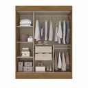 Ver imagem 2 de Guarda Roupa Solteiro 3 Portas 2 Gavetas Marselha Off White / Nogueira