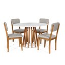 Ver imagem 1 de Mesa de Jantar Redonda Gabi Nat/bran com 4 Cadeiras Estofadas Ella Cinza Claro