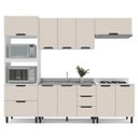 Ver imagem 2 de Cozinha Meena 5 Peças 270x224,5cm Armários Aéreos Torre Quente Balcões Branco/Creme 250055