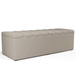 Calçadeira Recamier Baú Para Cama De Casal Dália 140x50 Cm W01 Linho Bege - Lyam Decor - 1
