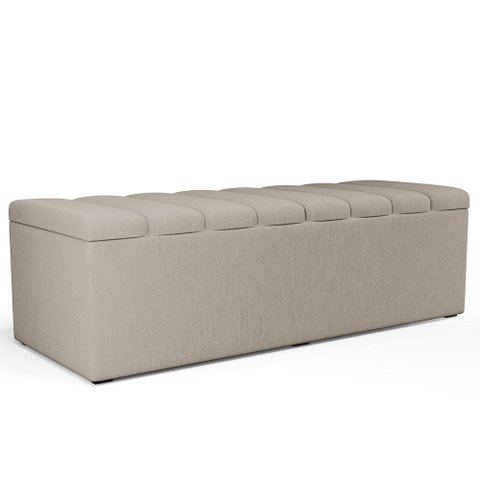 Calçadeira Recamier Baú para Cama de Casal Dália 140x50 Cm W01 Linho Bege - Lyam Decor