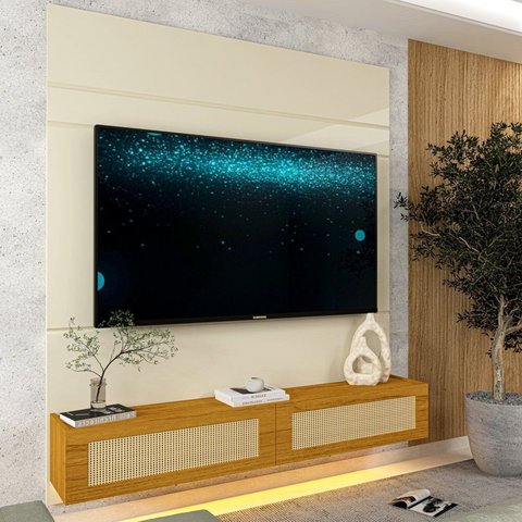 Home para TV até 65 Polegadas com LED 153cm x 217cm 100% MDF Luminare/Native