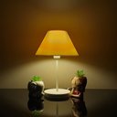 Ver imagem 3 de Abajur Infantil Luminária de Mesa Fino Decoração Quarto – Skinny Base Branca Cúpula Bege