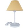 Abajur Infantil Luminária de Mesa Fino Decoração Quarto – Skinny Base Branca Cúpula Bege - 1