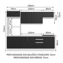 Ver imagem 4 de Armário de Cozinha Completa 100% MDF 250cm Branco/Preto Acordes Madesa 03