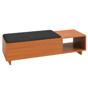 Calçadeira com Baú para Quarto Casal Veludo Malaga Madeirado / Preto Dobuê