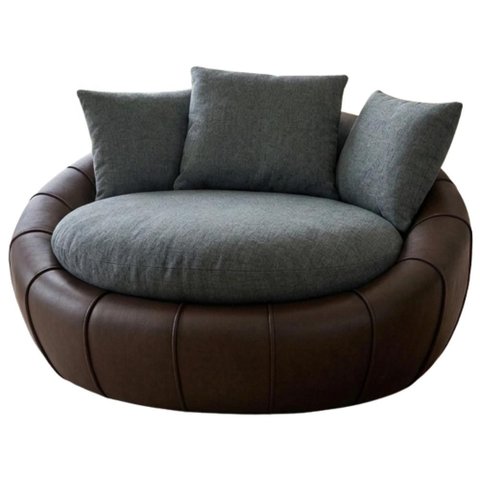Poltrona Decorativa Safira Base Giratoria Linho e Courino Tcs 718 Tcs 721 Moll