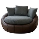 Ver imagem 1 de Poltrona Decorativa Safira Base Giratoria Linho e Courino Tcs 718 Tcs 721 Moll