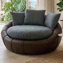 Ver imagem 2 de Poltrona Decorativa Safira Base Giratoria Linho e Courino Tcs 718 Tcs 721 Moll