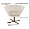 Poltrona Crown Pés Castanho Xis Giratório Veludo Bege - 3
