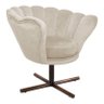 Poltrona Crown Pés Castanho Xis Giratório Veludo Bege - 1