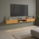 Ver imagem 2 de Nicho Suspenso Impacto 120cm Mdp com 2 Portas Basculantes para Sala Painel de Tv Escritório:cinamomo