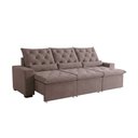 Ver imagem 3 de Sofá Retrátil 2.10m 3 Lugares em Suede com Assento e Encosto Relax Ultra Reforçado Milão Bege