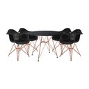 Ver imagem 1 de Mesa de Jantar Redonda Eames Eiffel 90cm Preta com 4 Poltronas Pretas Ferro Cobre