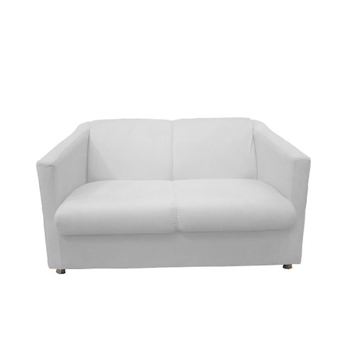 Namoradeira Decorativa Biane Couro Branco 2 Lugares Pés Cromado Mz Decor