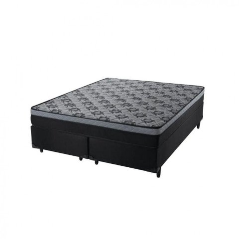 Conjunto de Cama Box Safira Casal 1,58 x1,98 x50 Hellen Preto-Cinza
