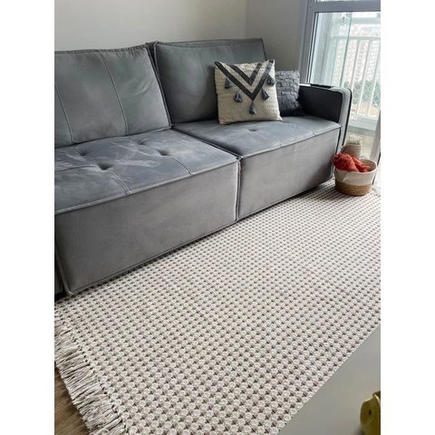 Tapete Boho Andaraí Off White/capuccino 140x250cm Algodão