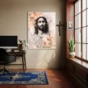 Ver imagem 2 de Quadro Decorativo Jesus Cristo Flores - 70x50cm:moldura Preta