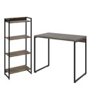 Ver imagem 1 de Kit Escritório Estante Areta 4 Prateleiras Mesa Industrial Aspen 90cm C01 Carvalho Dark - Lyam