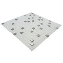 Ver imagem 4 de Pastilha de Vidro para Cozinha Banheiro Parede Branco Neve e Metal 30x30cm - La Bella Griffe