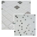 Ver imagem 2 de Pastilha de Vidro para Cozinha Banheiro Parede Branco Neve e Metal 30x30cm - La Bella Griffe