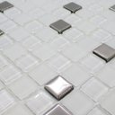 Ver imagem 7 de Pastilha de Vidro para Cozinha Banheiro Parede Branco Neve e Metal 30x30cm - La Bella Griffe