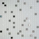 Ver imagem 1 de Pastilha de Vidro para Cozinha Banheiro Parede Branco Neve e Metal 30x30cm - La Bella Griffe