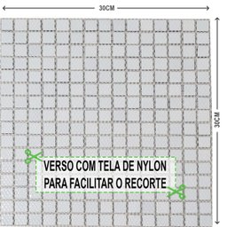 Pastilha de Vidro para Cozinha Banheiro Parede Branco Neve e Metal 30x30cm - La Bella Griffe - 8