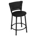 Ver imagem 3 de Kit 2 Banquetas Baixas Preta com Encosto Junco Preto Assento Preto