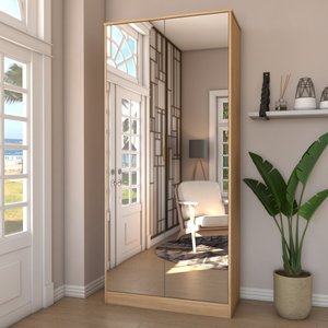 Sapateira Rubi 2 Portas com Espelho 1 Gaveta para 15 Pares de Sapato Amêndola Touch - Panorama Móvei