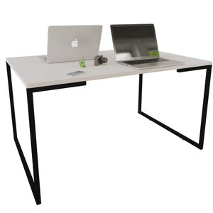 Mesa Escritório Base Metal Preto Tampo Branco 120 Cm