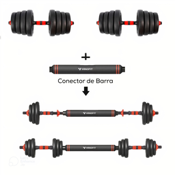 Barra Anilha Halter Kettlebell Kit Musculação Completo - 25kg - 5