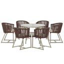 Ver imagem 1 de Mesa com 6 Cadeiras de Jantar Roma 120cm e Noronha em Alumínio Fendi Corda Náutica Estofado 6 Trama
