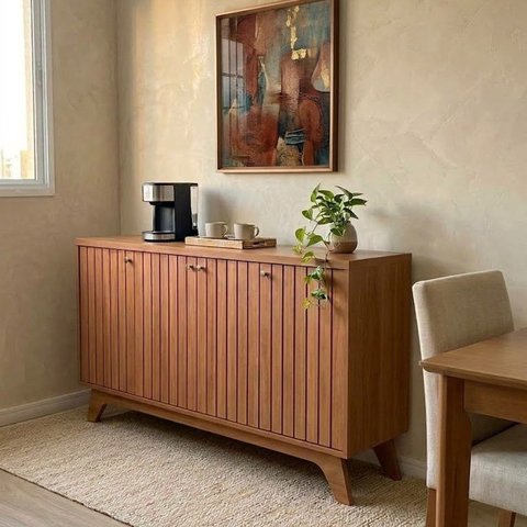 Buffet Aparador 4 Portas com Pés em MDF 152x76,5x38,5cm