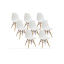 Ver imagem 1 de Kit 8 Cadeiras Charles Eames Eiffel Branca Base Madeira Sala Cozinha Jantar