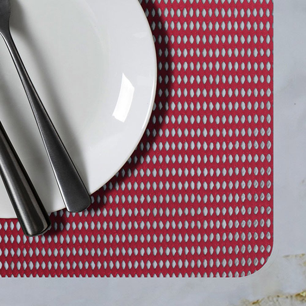 6 Jogo Americano Pvc Vermelho Antiderrapante 29x 44 Id Decor - 5