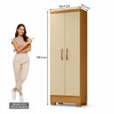 Ver imagem 2 de Armário Alto Multiuso 188,5cm 2 Portas 4 Prateleiras Quarto Escritório Lavanderia Carvalho Off White